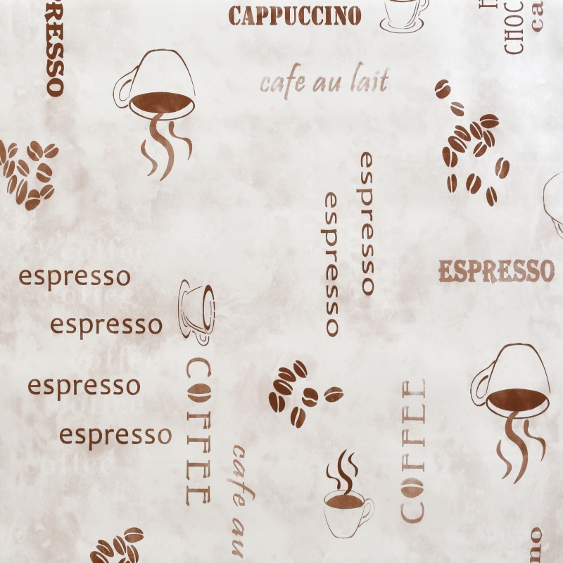 Tischdecke Abwaschbar Wachstuch Kaffee-Motiv Beige im Wunschmaß